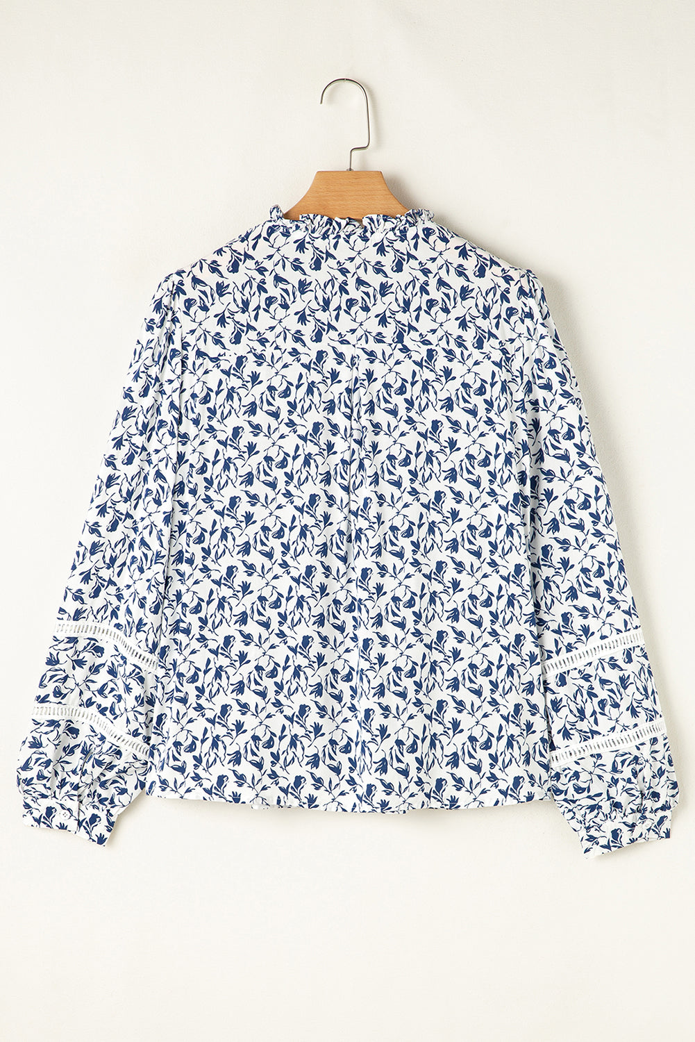Yellow Printed Floral Print Lace Detail Puff Sleeve Shirt