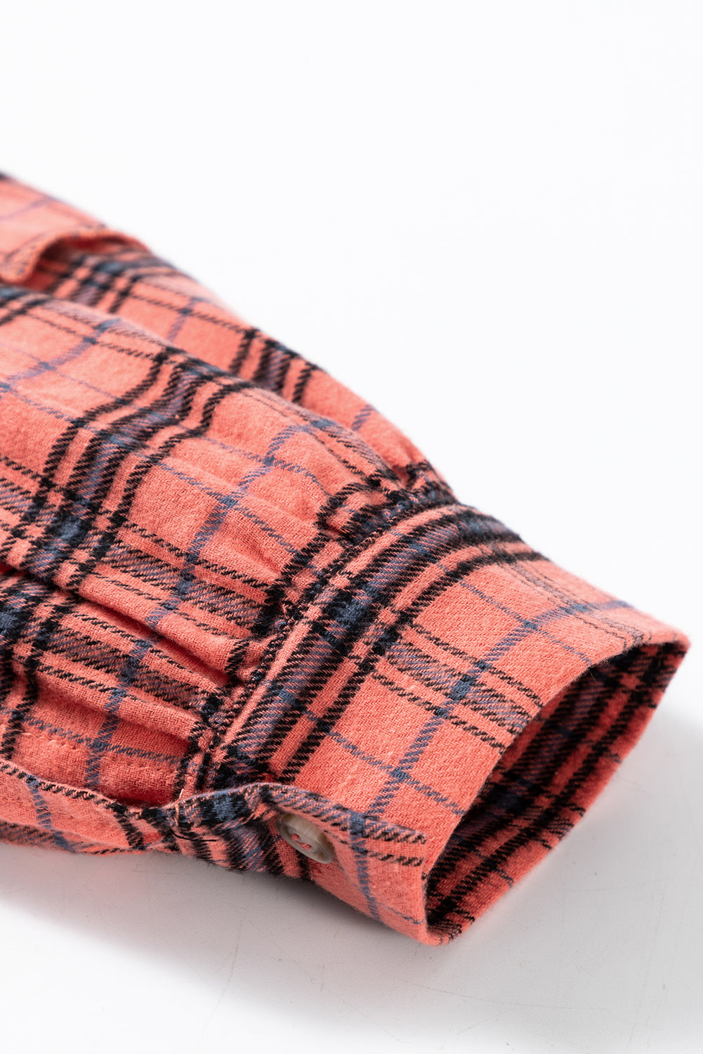 Red Plaid Long Sleeve Distressed Hem Shirt Shacket