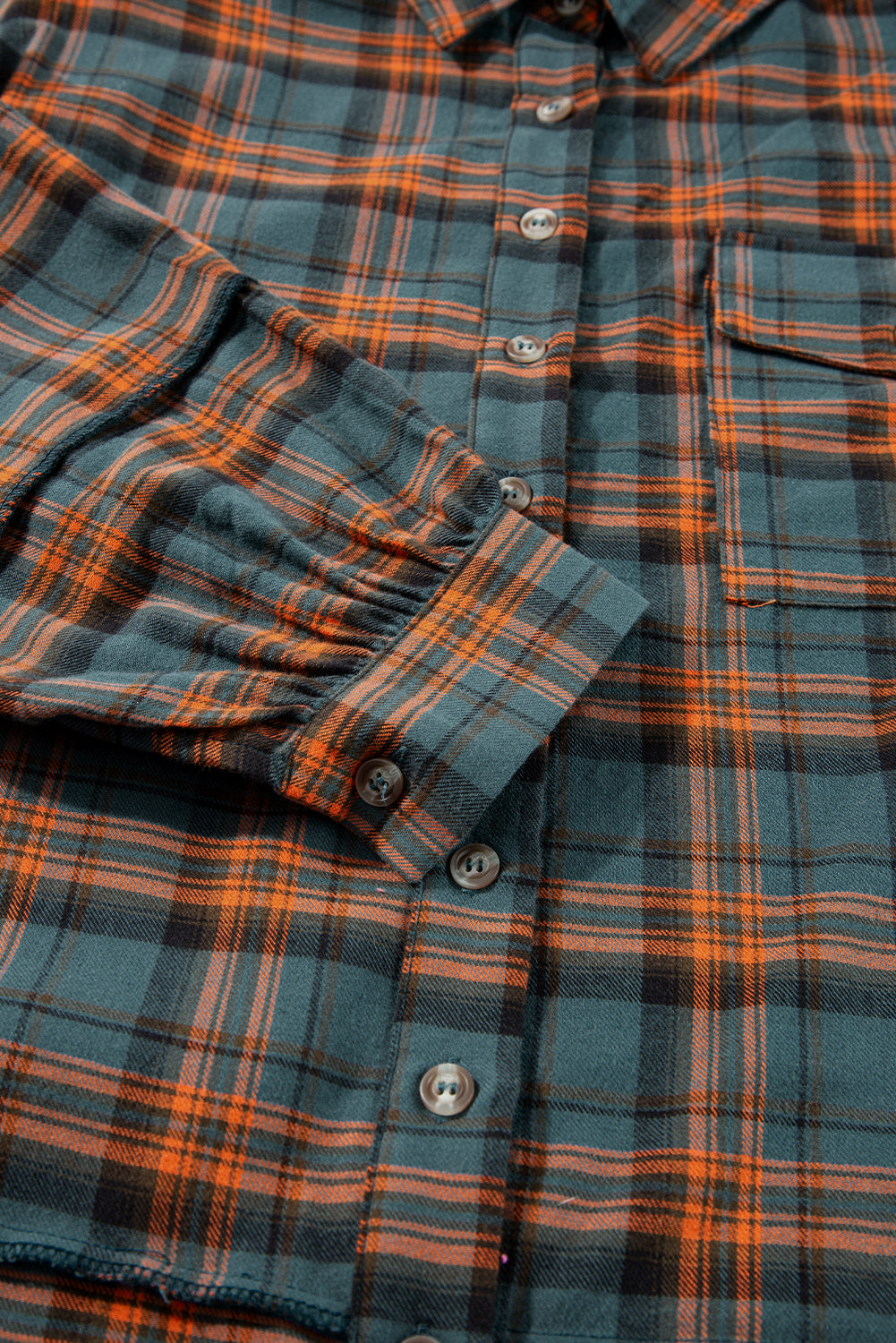 Red Plaid Long Sleeve Distressed Hem Shirt Shacket