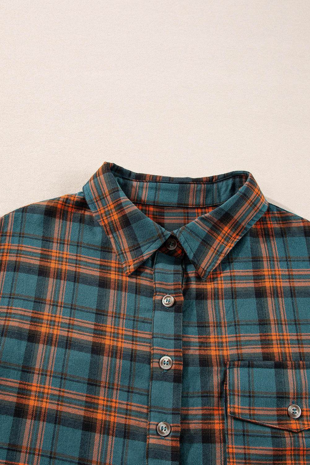 Red Plaid Long Sleeve Distressed Hem Shirt Shacket