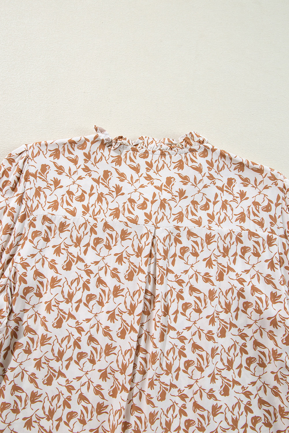 Yellow Printed Floral Print Lace Detail Puff Sleeve Shirt