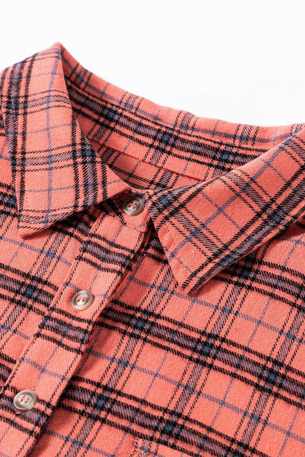 Red Plaid Long Sleeve Distressed Hem Shirt Shacket