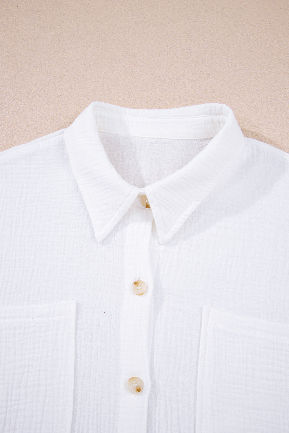 White Cotton Gauze Lace Patchwork Long Sleeve Shirt