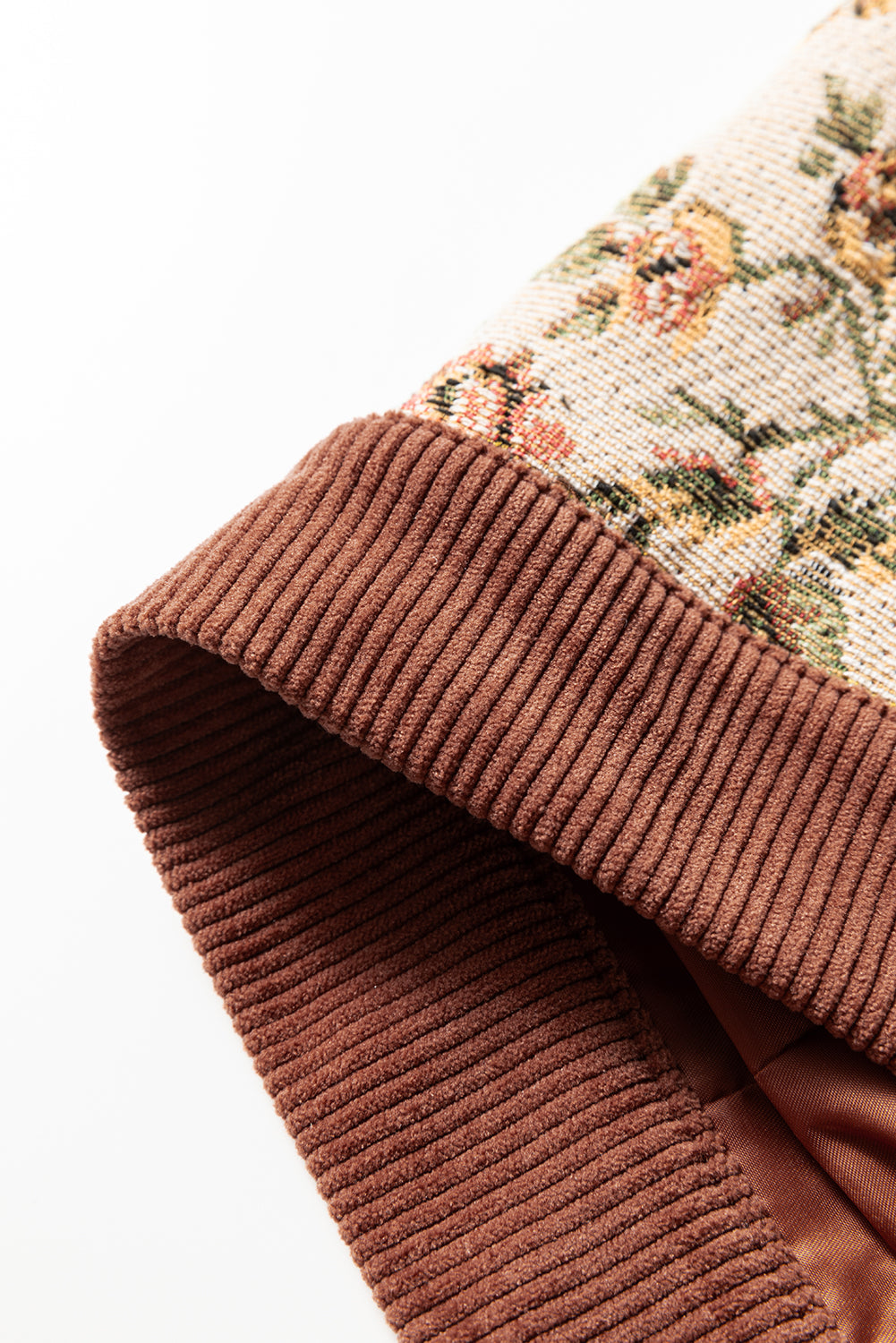 Sage Green Ribbed Retro Floral Patchwork Jacket