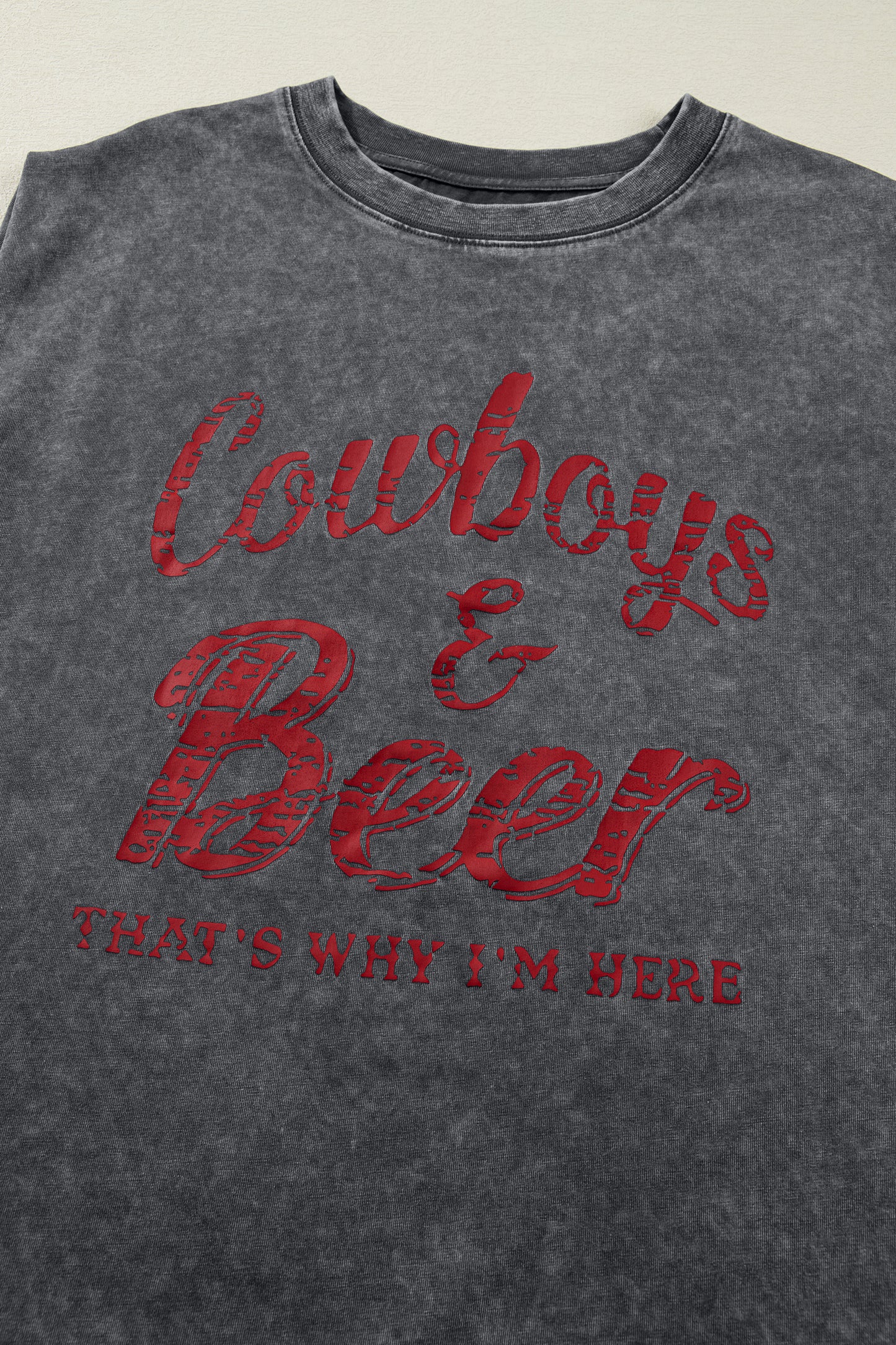 Smoke Gray COWGIRLS DONT CRY Western Graphic Mineral Wash Tank Top