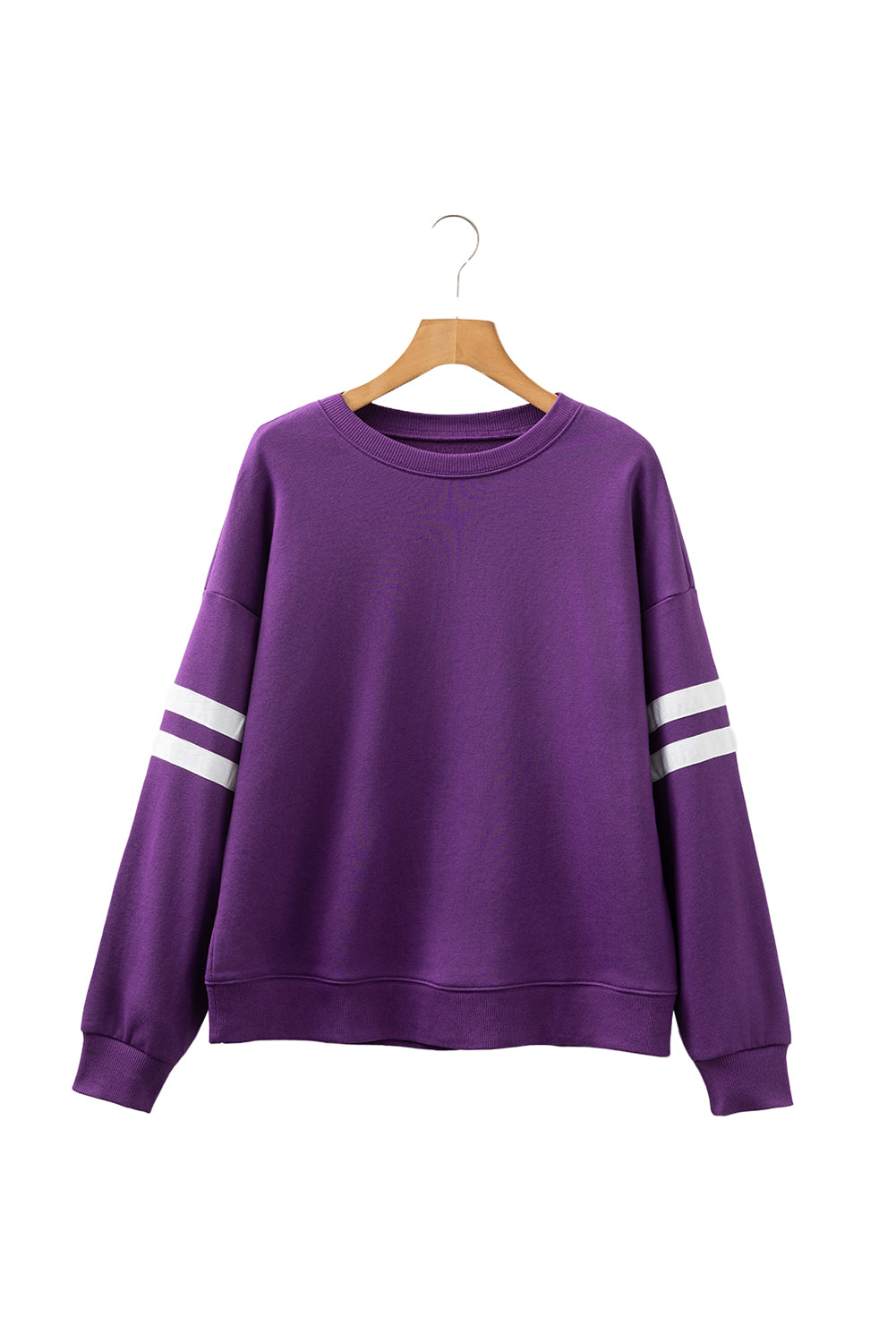 Evergreen Preppy Striped Sleeve Loose Sweatshirt