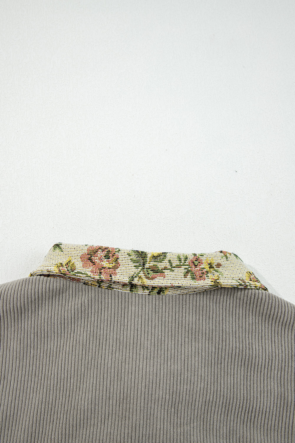 Sage Green Ribbed Retro Floral Patchwork Jacket