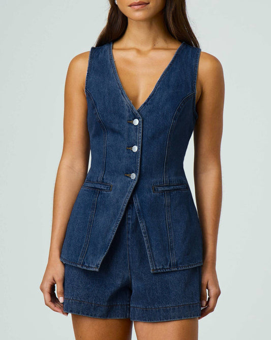 Trendy Effortlessly Denim V-Neck Vest And Shorts Set