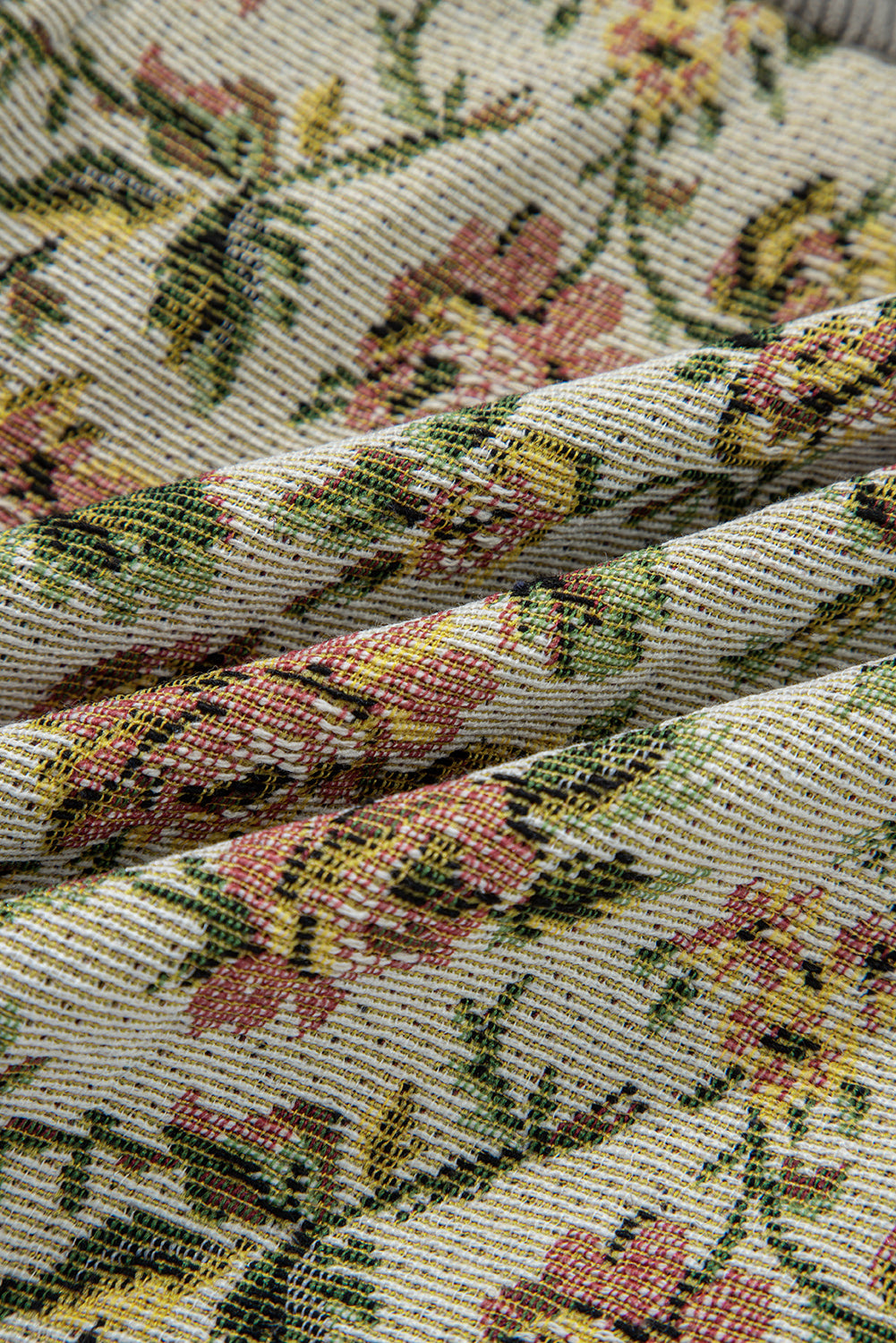 Sage Green Ribbed Retro Floral Patchwork Jacket
