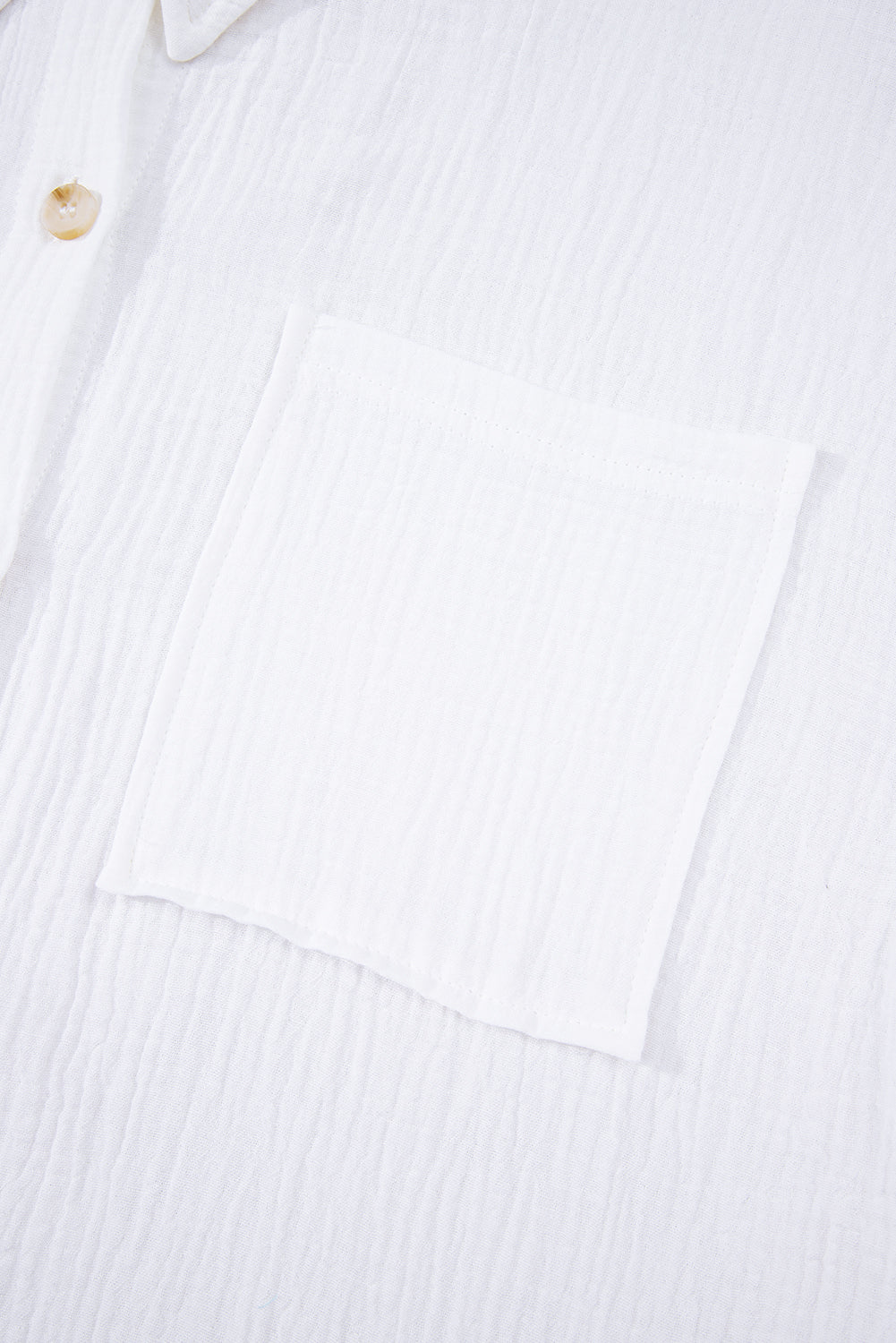 White Cotton Gauze Lace Patchwork Long Sleeve Shirt