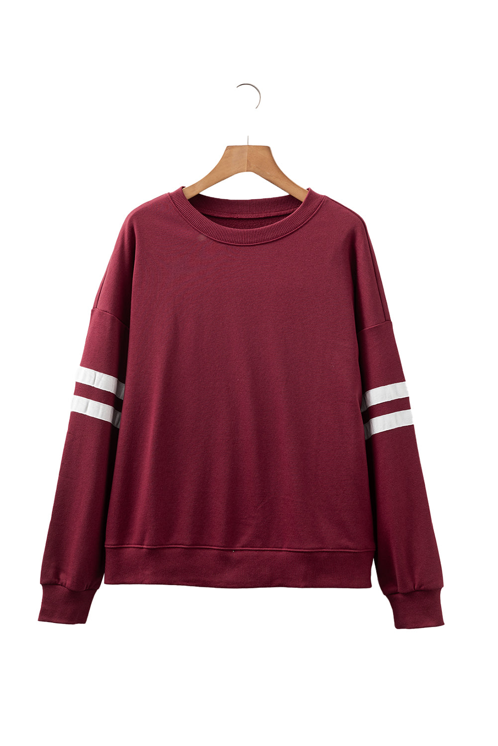 Evergreen Preppy Striped Sleeve Loose Sweatshirt