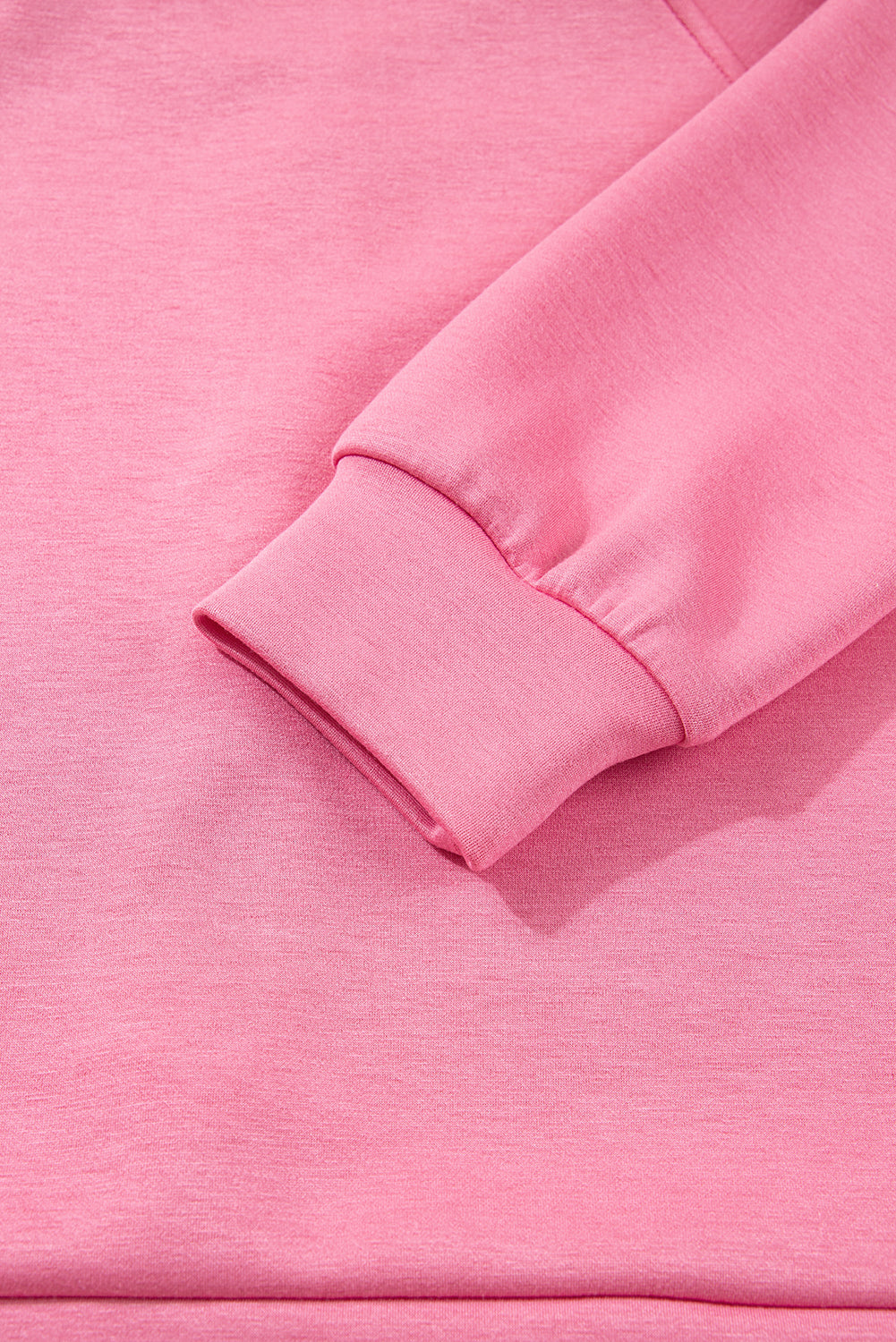 Pink Solid Color Zip Up Hoodie Drawstring Loose Pants Set