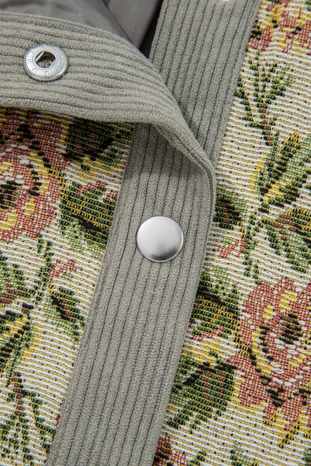 Sage Green Ribbed Retro Floral Patchwork Jacket