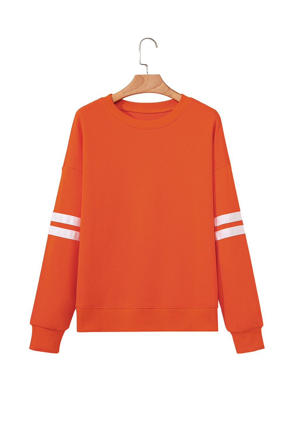 Evergreen Preppy Striped Sleeve Loose Sweatshirt