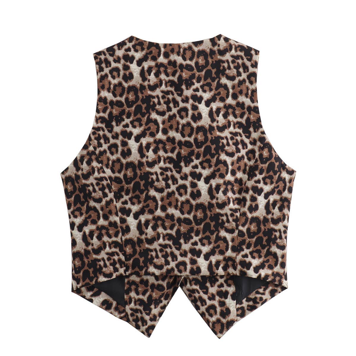 Stylish V-Neck Buttoned Leopard Print Vest Top